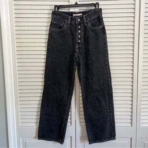 Black Levi's Ribcage Straight Ankle button fly jeans